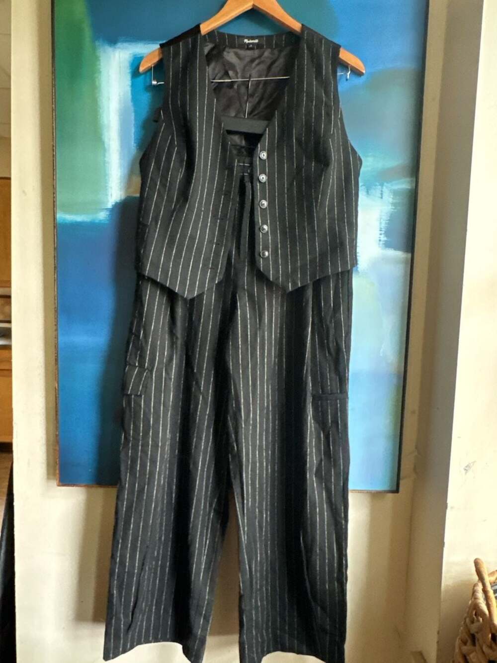 Madewell Pinstripe Sleeveless Suit Vest and pants